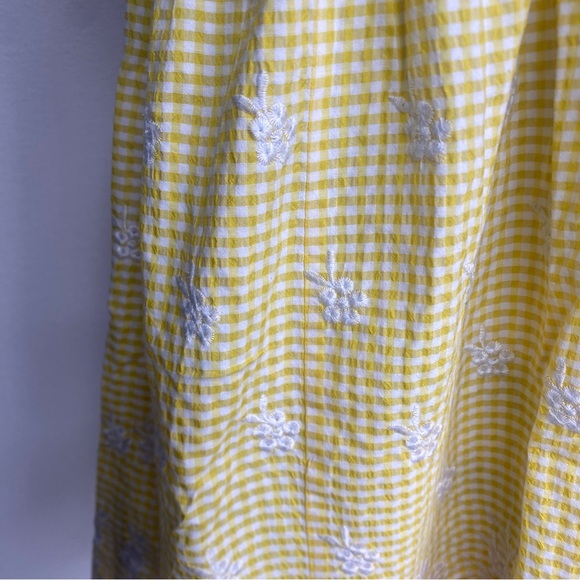 Charlotte Russe Junior Yellow White Floral Embroidered Gingham Mini Dress Size M - Picture 10 of 16